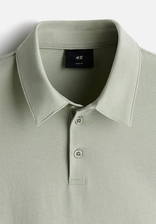 H&M - Slim fit polo shirt - sage green