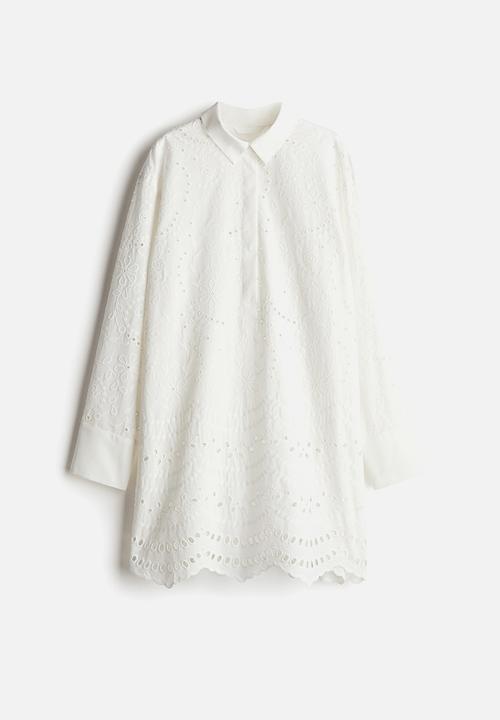 H&M - Broderie anglaise shirt dress - white