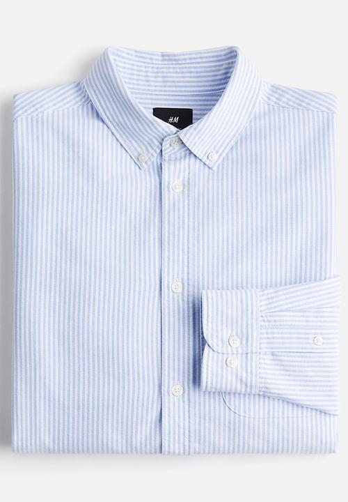H&M - Regular fit oxford shirt - light blue striped