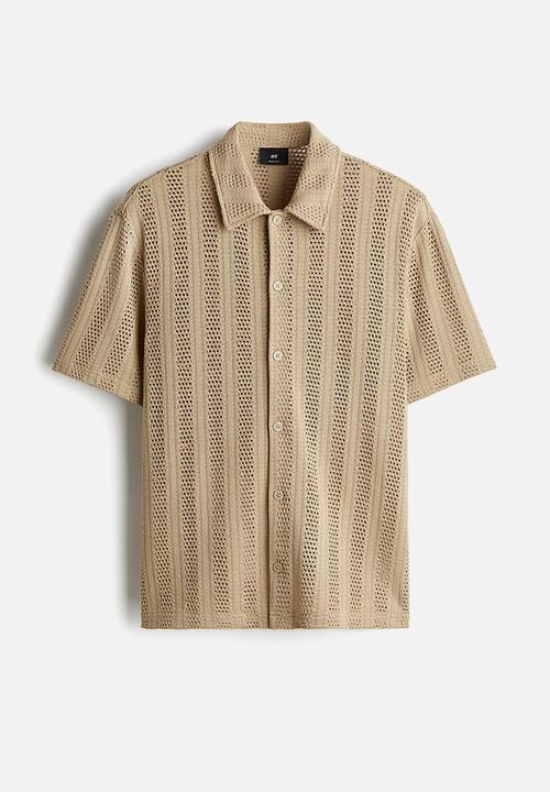 H&M - Regular fit jacquard-knit shirt - dark beige