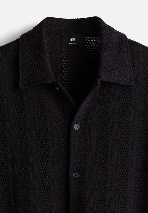H&M - Regular fit jacquard-knit shirt - navy blue