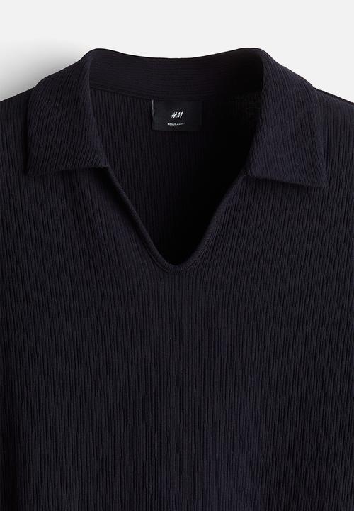 H&M - Regular fit collared t-shirt - navy blue