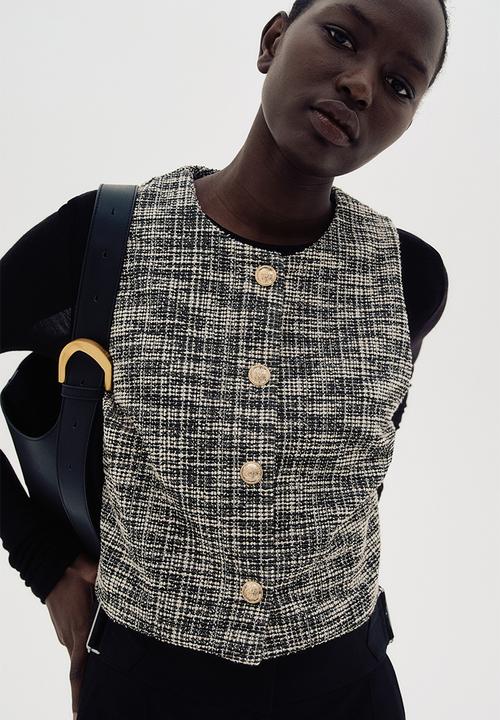 H&M - Bouclé jersey waistcoat - black marl
