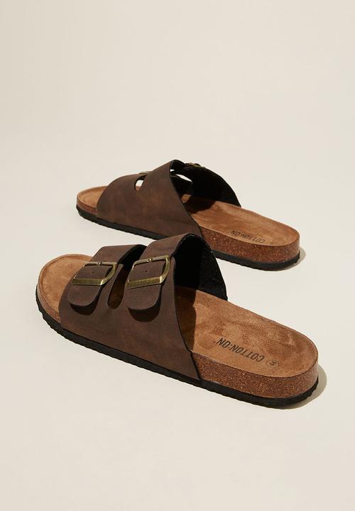 Cotton On - Double Buckle Sandal - Dark Chocolate.