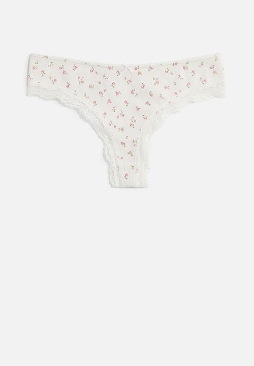 H&M - 5-Pack brazilian briefs - white & pink floral