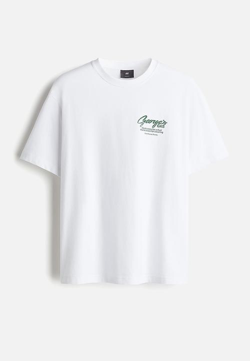 Loose fit printed t-shirt - white/george's gas - 1034065127