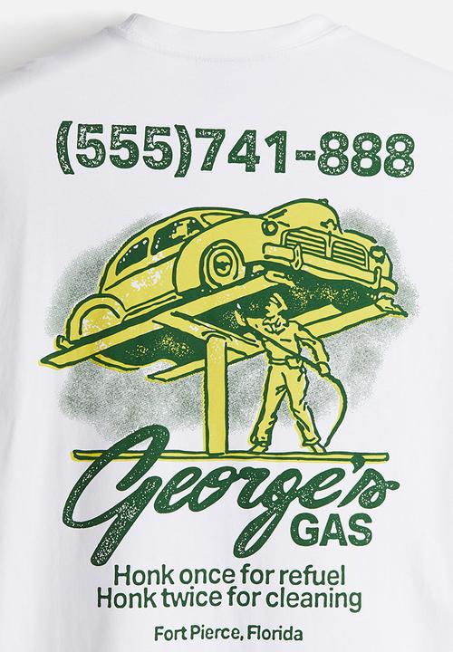 H&M - Loose fit printed t-shirt - white george's gas