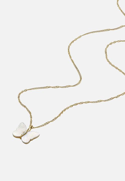 Fossil - Butterfly chain necklace  jf04424710- white