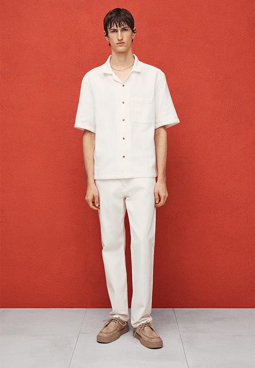 H&M - Regular fit textured resort shirt - white