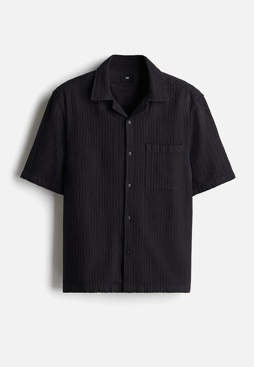 H&M - Regular fit textured resort shirt - navy blue