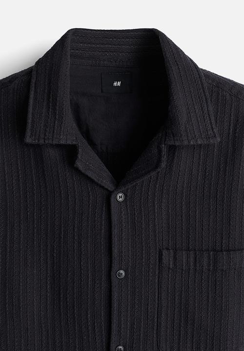 H&M - Regular fit textured resort shirt - navy blue