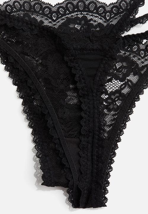 H&M - 2-Pack lace tanga thong briefs - black