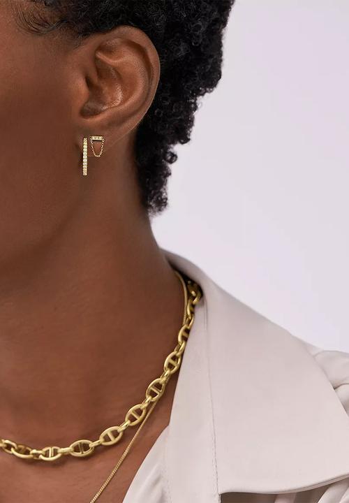 Fossil - Sterling all stacked up sterling hoop earrings - gold