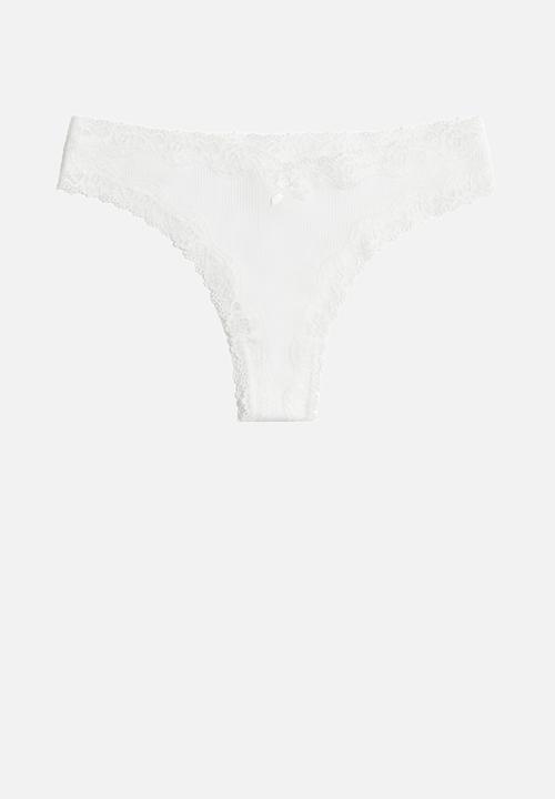 H&M - 3-Pack cotton and lace brazilian briefs - white