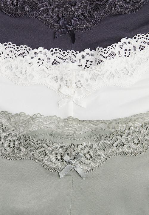 H&M - 3-Pack microfibre and lace hipster briefs - khaki green & grey