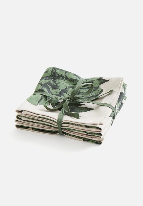 H&M - 4-Pack napkins - green floral