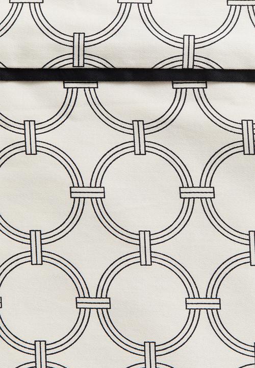 H&M - Cotton sateen double duvet cover set - natural white patterned