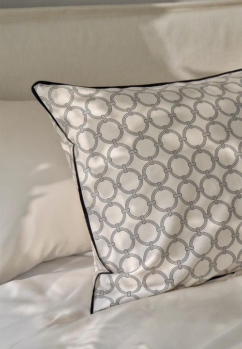 H&M - Cotton sateen double duvet cover set - natural white patterned