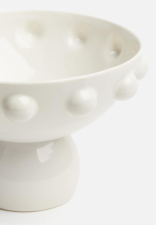 H&M - Stoneware pedestal bowl - white