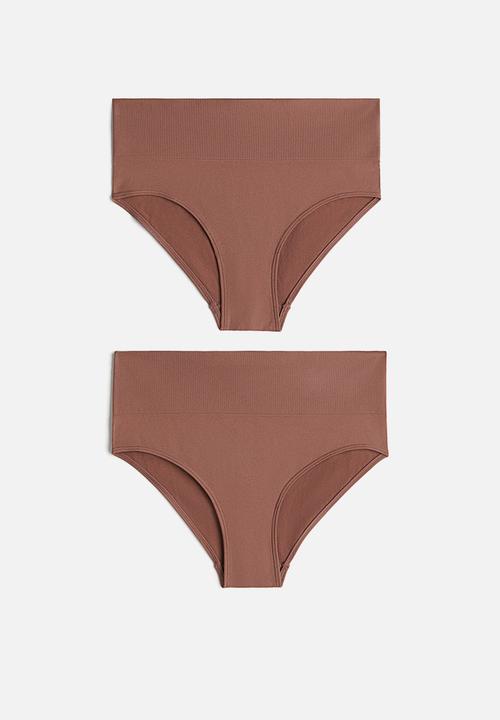 H&M - 2-Pack seamless briefs - Brown 