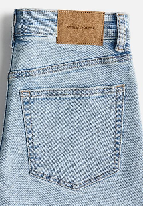 H&M - Skinny high denim shorts - light denim blue