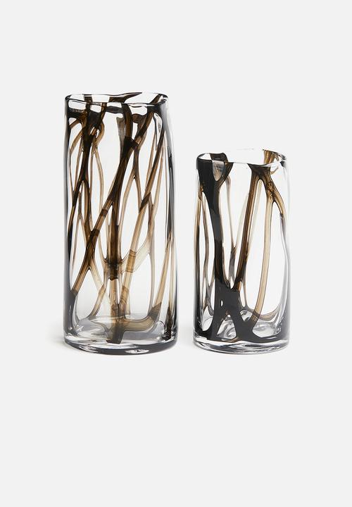 H&M - Glass vase - clear glass black 