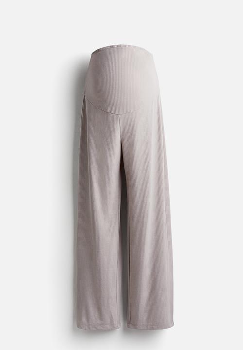 H&M - Mama ribbed trousers - light greige
