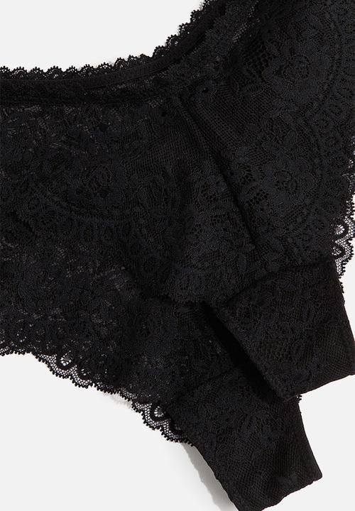 H&M - 2-pack lace brazilian briefs - black