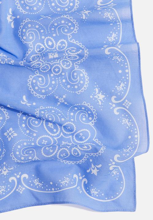 H&M - Patterned cotton scarf - blue patterned