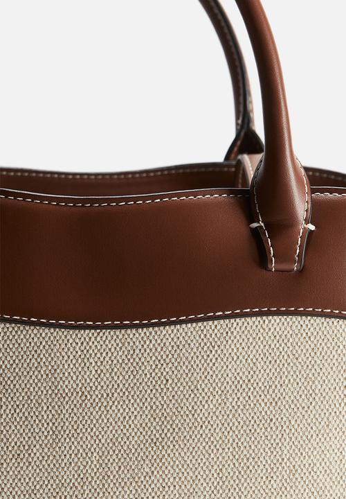 H&M - Canvas shopper - light beige & brown