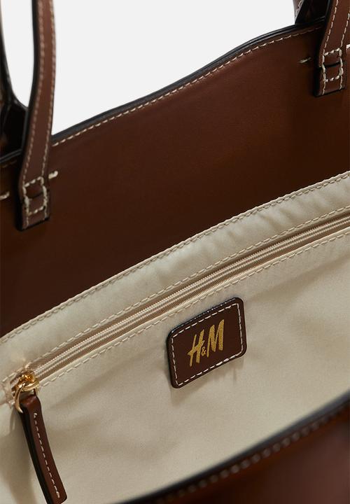 H&M - Canvas shopper - light beige & brown
