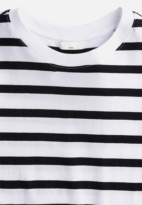 H&M - Mama cotton T-shirt - white & black striped 