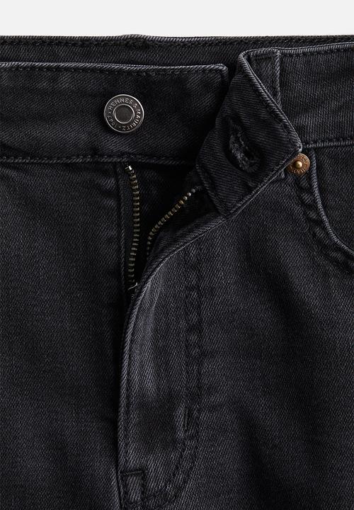 H&M - Skinny high denim shorts - dark denim grey