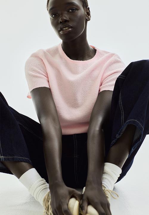 H&M - Fine-knit t-shirt - light pink