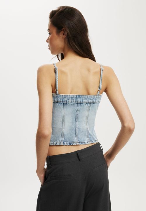 Cotton On - Denim button top - charli blue