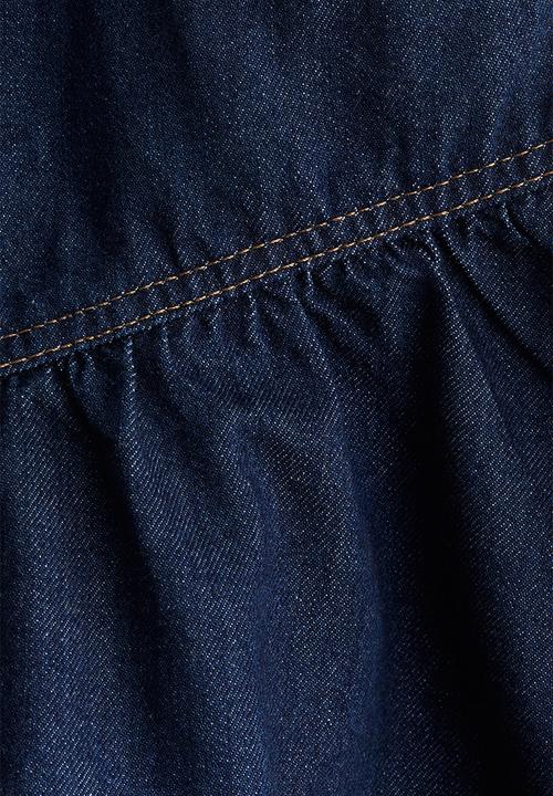 H&M - Peplum-hem denim skirt - dark denim blue