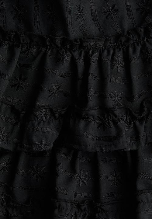 H&M - Embroidered tiered skirt - black