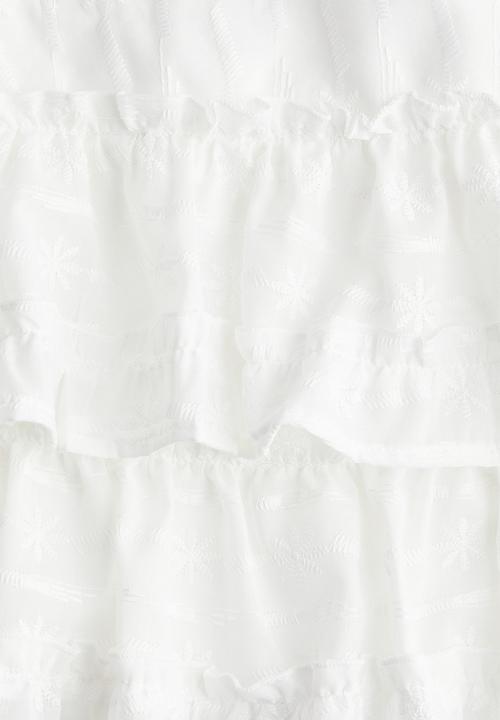 H&M - Embroidered tiered skirt - cream