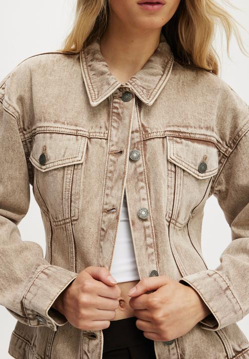 Cotton On - Drew cinched jacket - brown stonewash