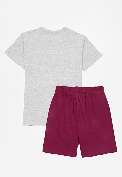 Pop Candy - Pj set - grey & maroon