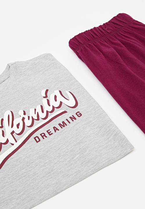 Pop Candy - Pj set - grey & maroon