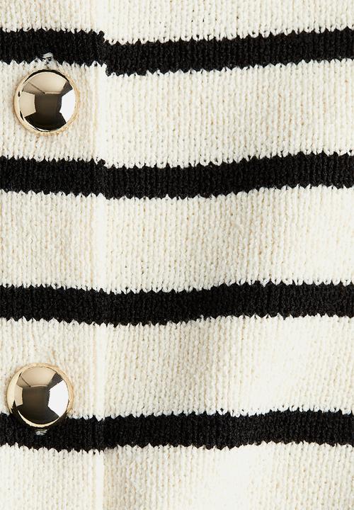 H&M - Short-sleeved cardigan - cream & black striped