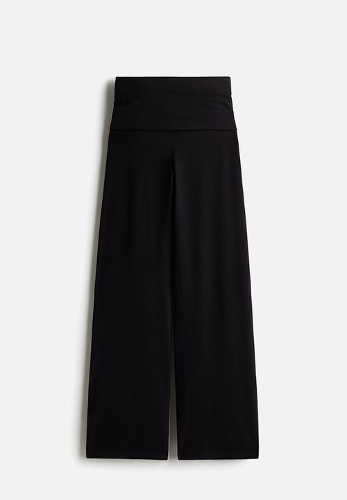 H&M - Foldover-waist jersey trousers - black