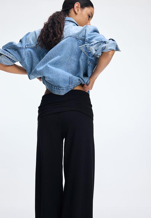 H&M - Foldover-waist jersey trousers - black