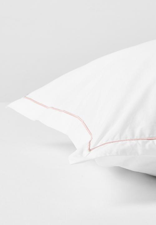 Sixth Floor - Oxford Satin Stitch King pillow case - white & natural