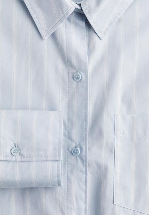 H&M - Oversized cotton shirt - light blue striped