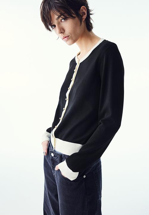 H&M - Knitted cardigan - black & cream