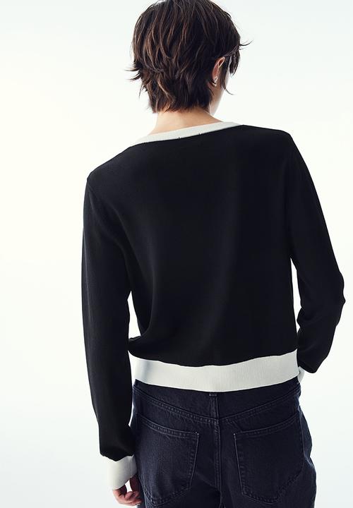 H&M - Knitted cardigan - black & cream