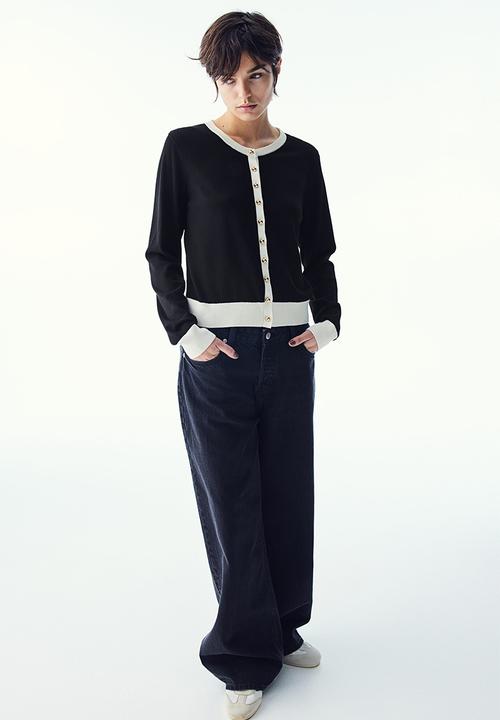 H&M - Knitted cardigan - black & cream