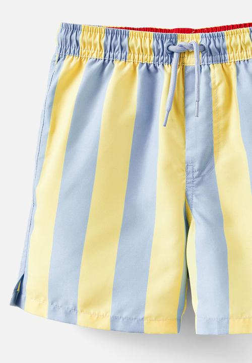 Cotton On - Bailey Board Short - Baby Yellow/Dawn Blue Vertical Stripe
